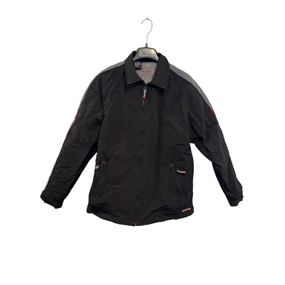 Vintage Quiksilver Mens Black & Gray Full-Zip Jacket Size M Nylon Shell Red Acce